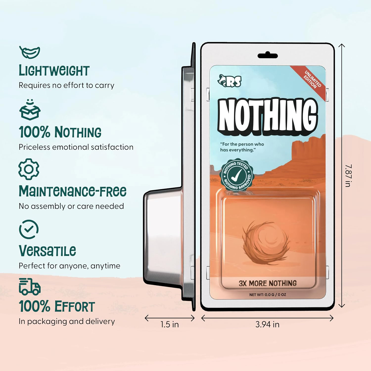 Nothing Gift - Funny Gag Gift for Men Who Want Nothing Or Have Everything - Hilarious White Elephant Gift of Nothing - Christmas Stocking Stuffer Useless Box